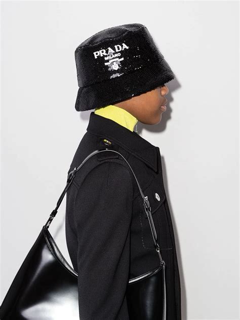 prada black logo cap|Prada hat farfetch.